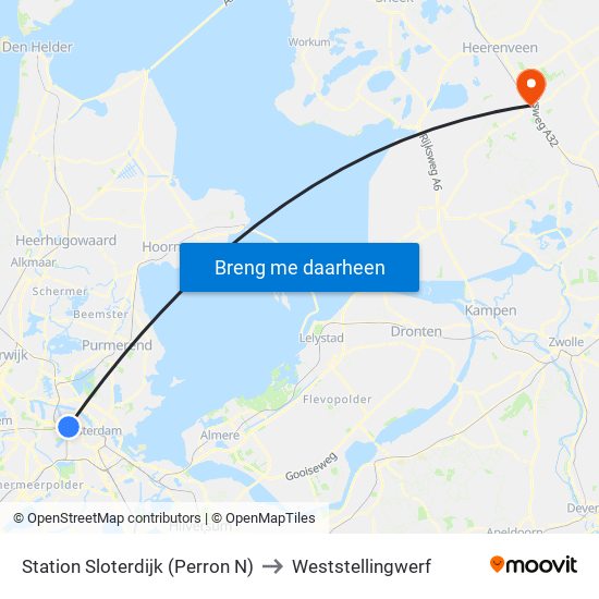 Station Sloterdijk (Perron N) to Weststellingwerf map