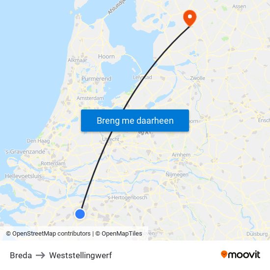 Breda to Weststellingwerf map