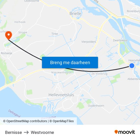 Bernisse to Westvoorne map