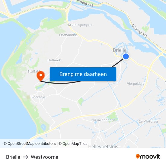 Brielle to Westvoorne map