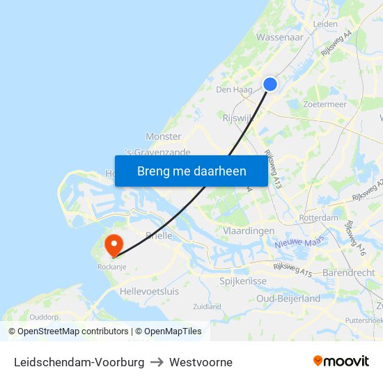 Leidschendam-Voorburg to Westvoorne map