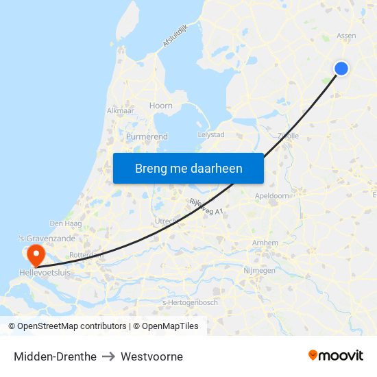 Midden-Drenthe to Westvoorne map