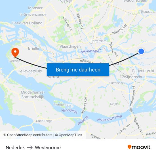 Nederlek to Westvoorne map