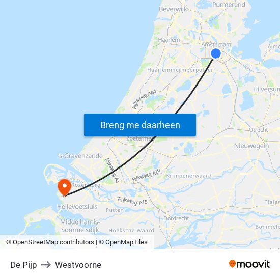 De Pijp to Westvoorne map