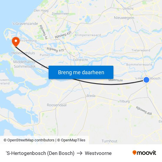 'S-Hertogenbosch (Den Bosch) to Westvoorne map
