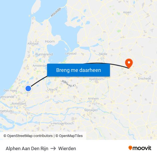 Alphen Aan Den Rijn to Wierden map