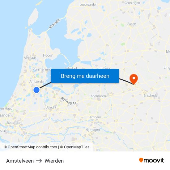 Amstelveen to Wierden map