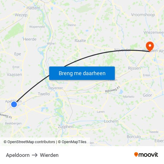 Apeldoorn to Wierden map