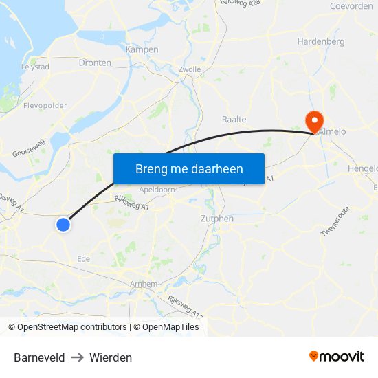 Barneveld to Wierden map