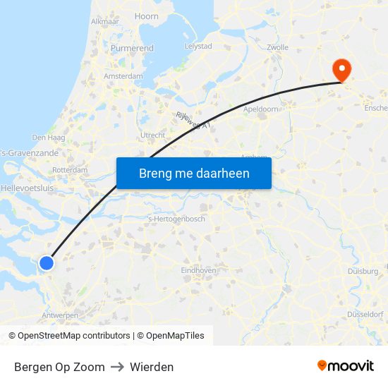 Bergen Op Zoom to Wierden map