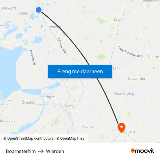 Boarnsterhim to Wierden map