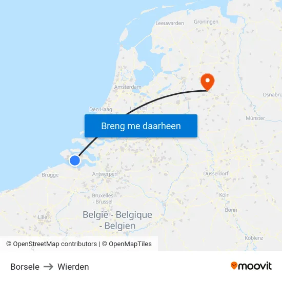 Borsele to Wierden map