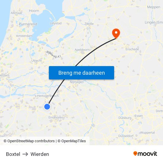 Boxtel to Wierden map