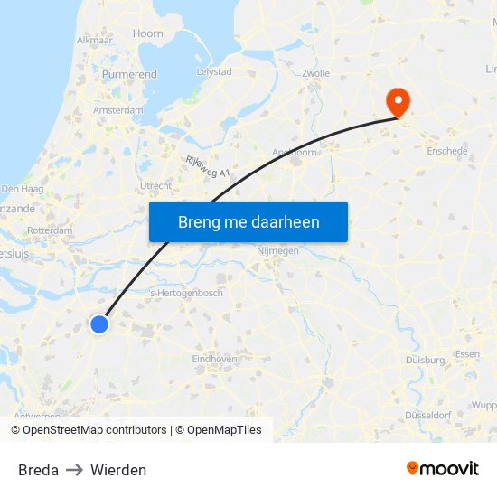 Breda to Wierden map