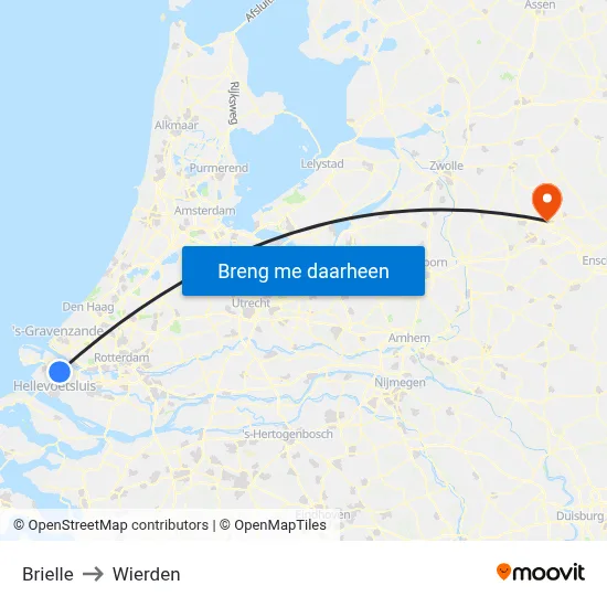 Brielle to Wierden map