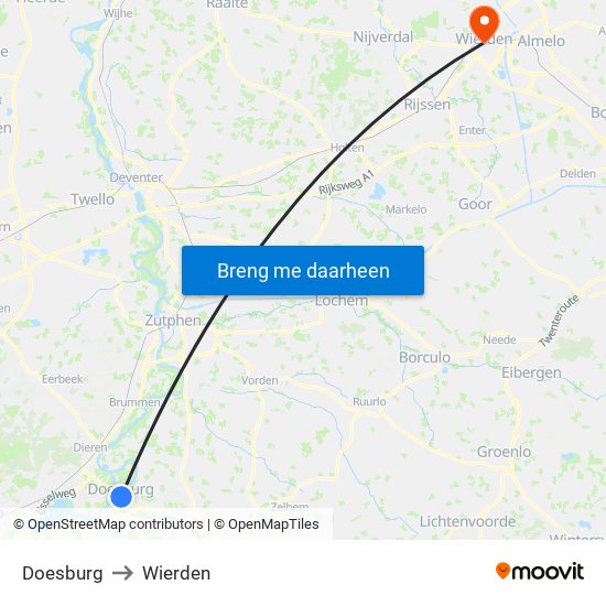 Doesburg to Wierden map