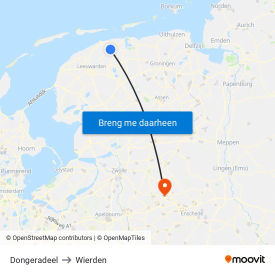 Dongeradeel to Wierden map