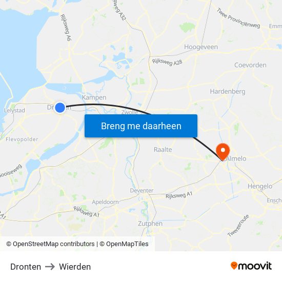 Dronten to Wierden map