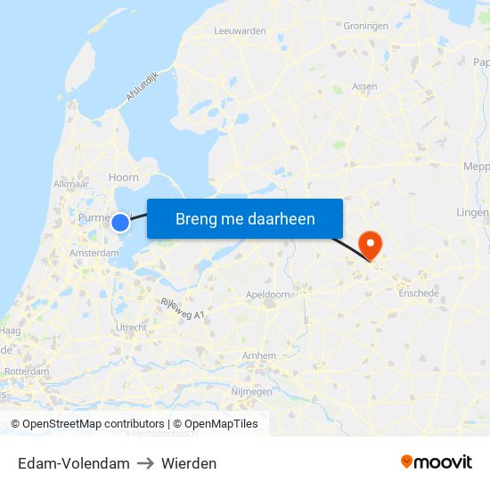 Edam-Volendam to Wierden map
