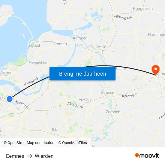 Eemnes to Wierden map