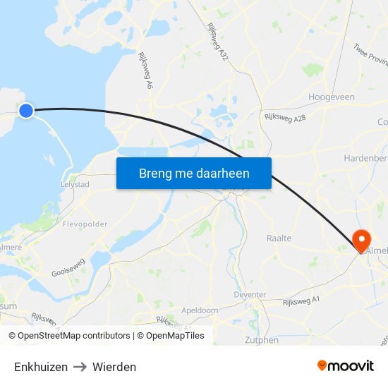Enkhuizen to Wierden map