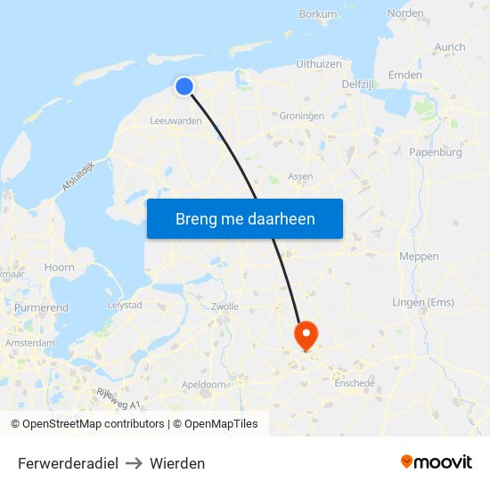 Ferwerderadiel to Wierden map