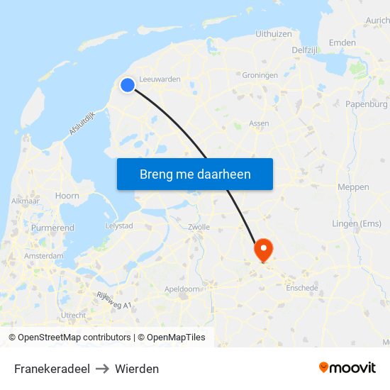 Franekeradeel to Wierden map