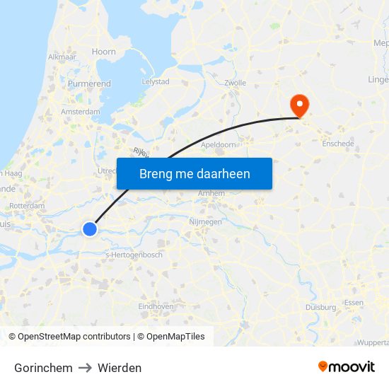 Gorinchem to Wierden map