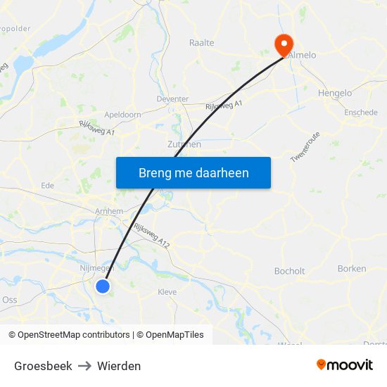 Groesbeek to Wierden map