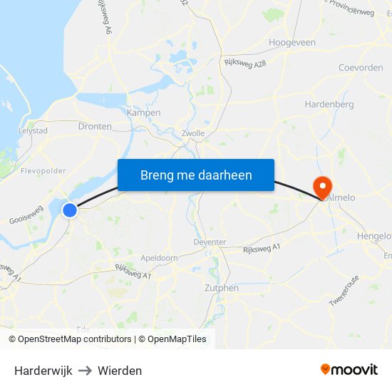 Harderwijk to Wierden map