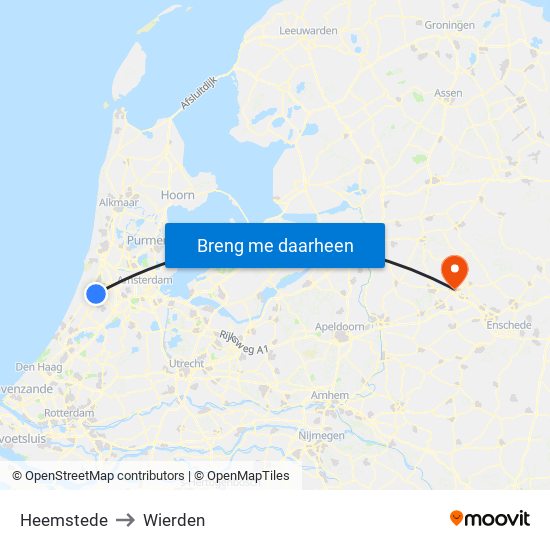 Heemstede to Wierden map