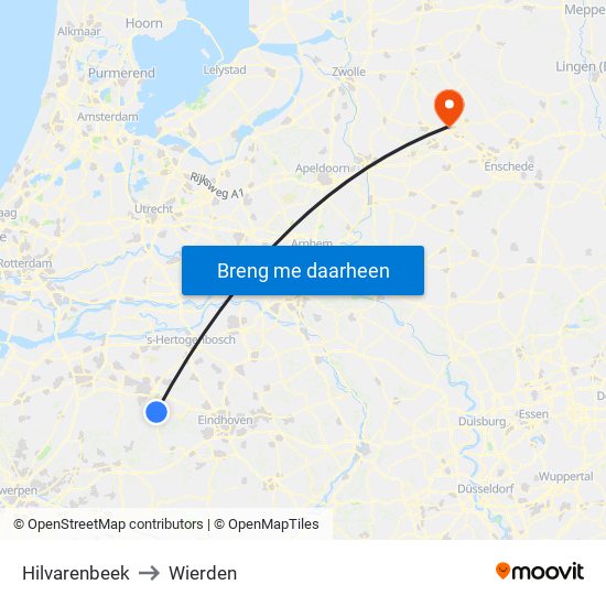 Hilvarenbeek to Wierden map