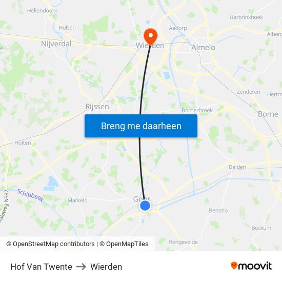 Hof Van Twente to Wierden map