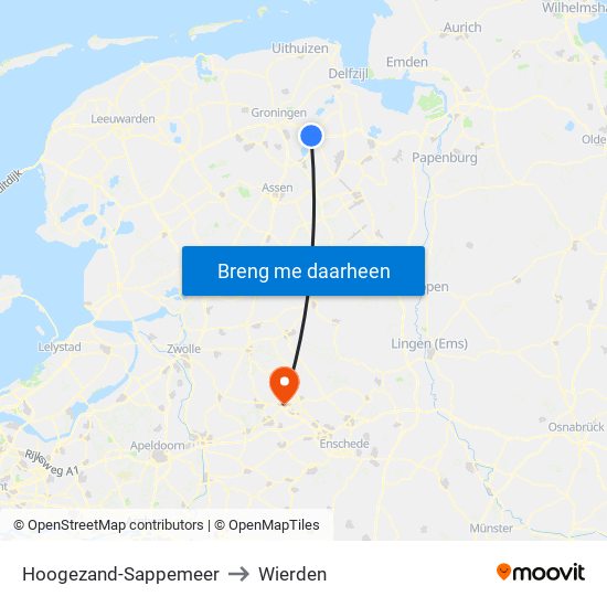 Hoogezand-Sappemeer to Wierden map