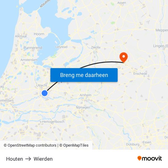 Houten to Wierden map