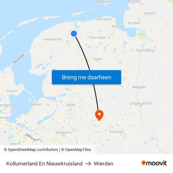 Kollumerland En Nieuwkruisland to Wierden map