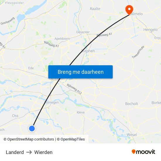 Landerd to Wierden map