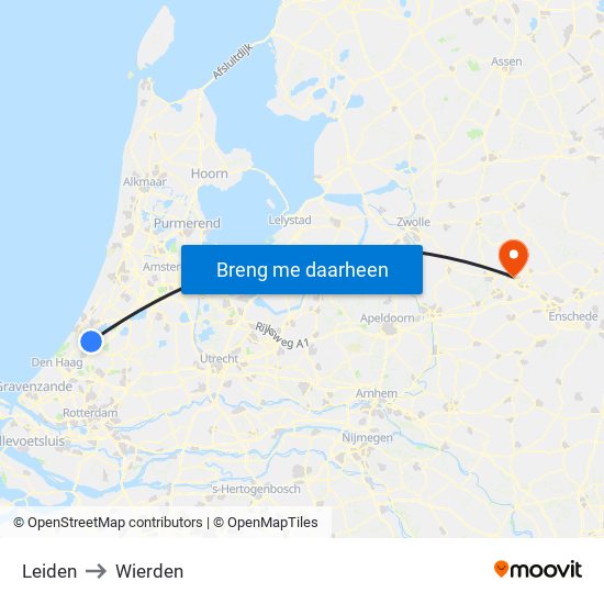 Leiden to Wierden map