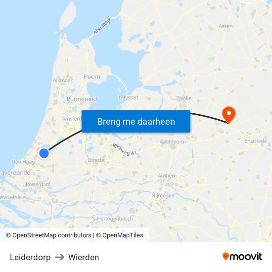Leiderdorp to Wierden map