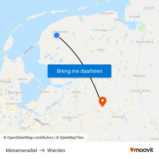 Menameradiel to Wierden map