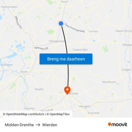 Midden-Drenthe to Wierden map