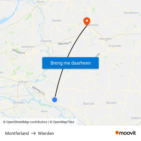 Montferland to Wierden map