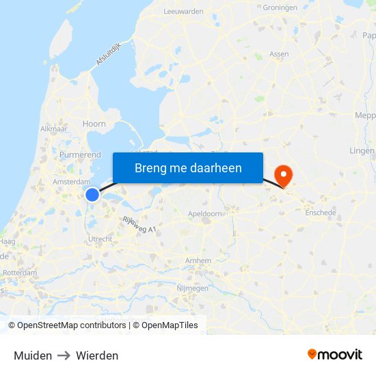 Muiden to Wierden map
