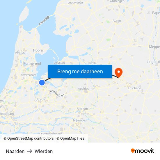 Naarden to Wierden map