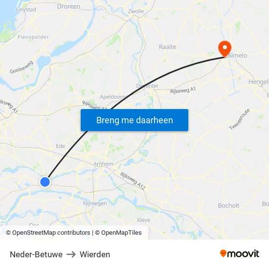 Neder-Betuwe to Wierden map