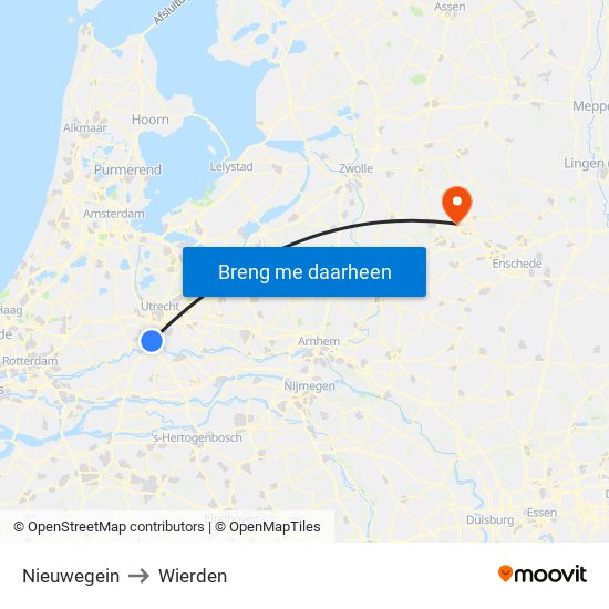 Nieuwegein to Wierden map