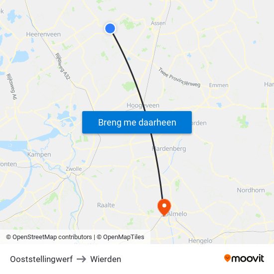 Ooststellingwerf to Wierden map