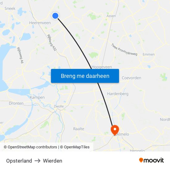 Opsterland to Wierden map