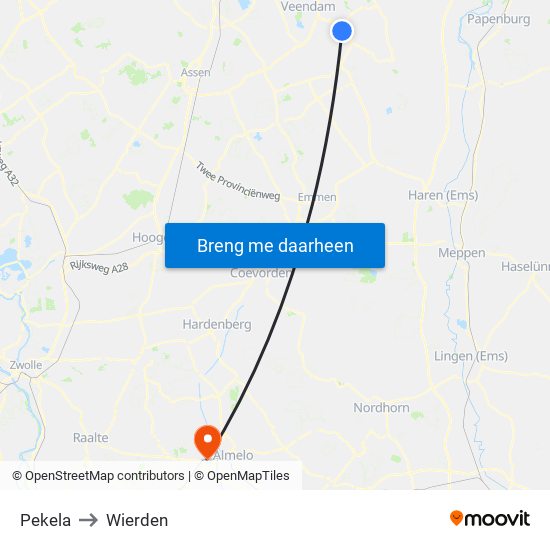 Pekela to Wierden map