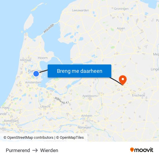 Purmerend to Wierden map